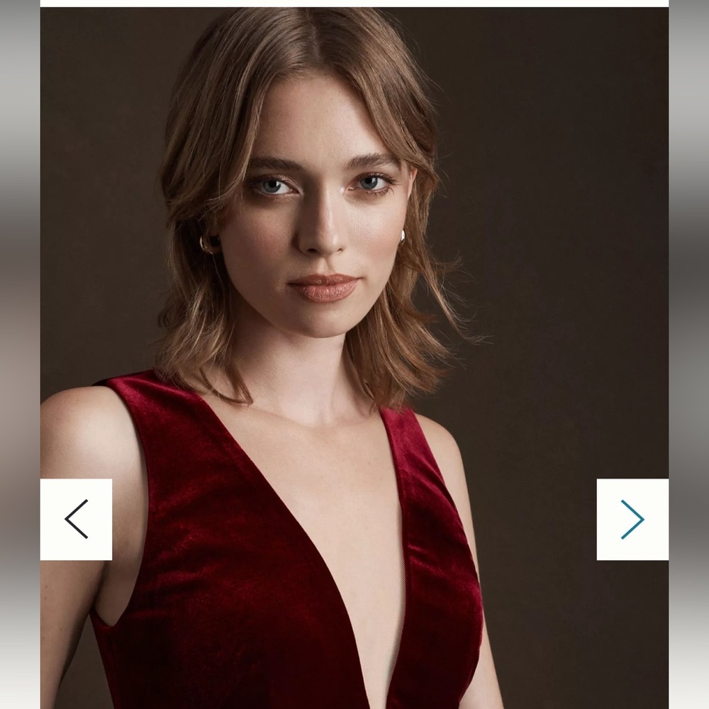 Anthropologie Jenny Yoo Logan Deep-V Velvet Column Gown Berry Size 4 NWT - Picture 3 of 7
